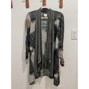 Bali Waterfall Cardigan Womens Small Ruffled Long‎ Sleeve Open Front Multicolor